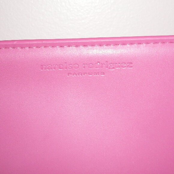 Narciso Rodriguez Parfums Rose Pink Faux Leather Toiletry Make Up Bag w/Handle - Picture 3 of 6